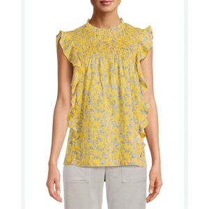 NWT Beachlunchlounge Top Blouse Floral 100% Cotton